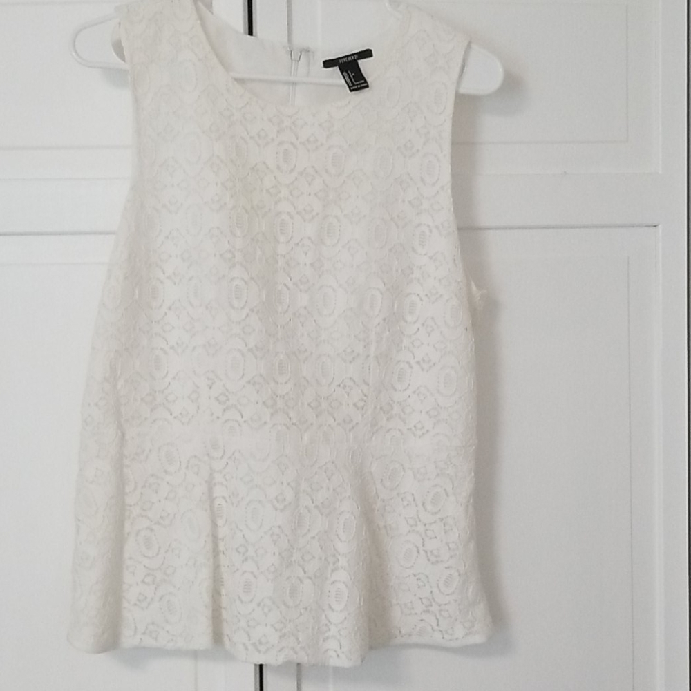 3 for $30 white lace peplum top sz large